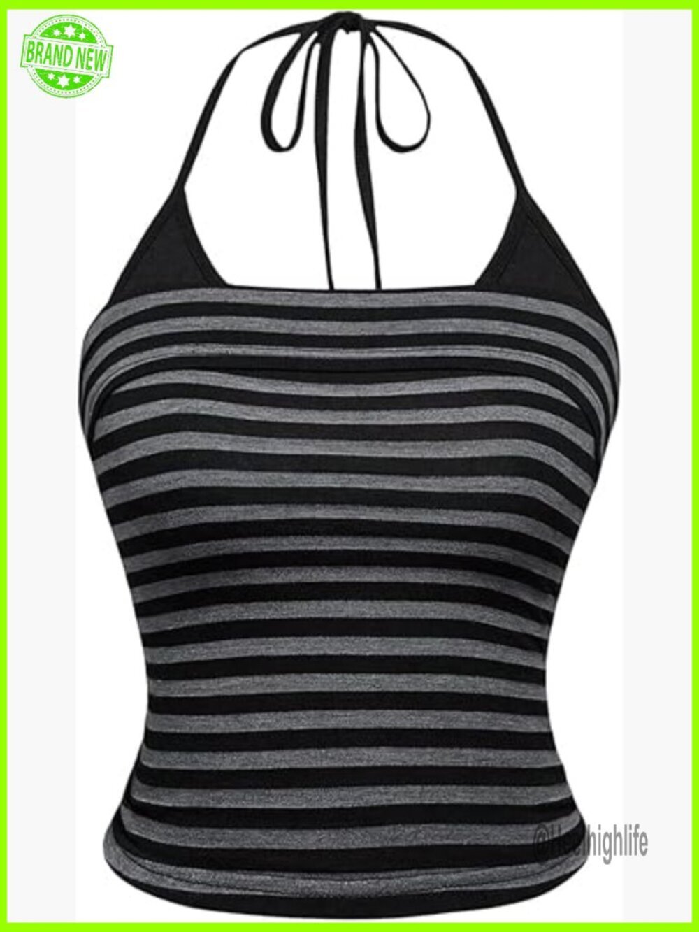 Striped Halter Crop Top Slim Fit Y2K Summer Camisole Backless Going Out
